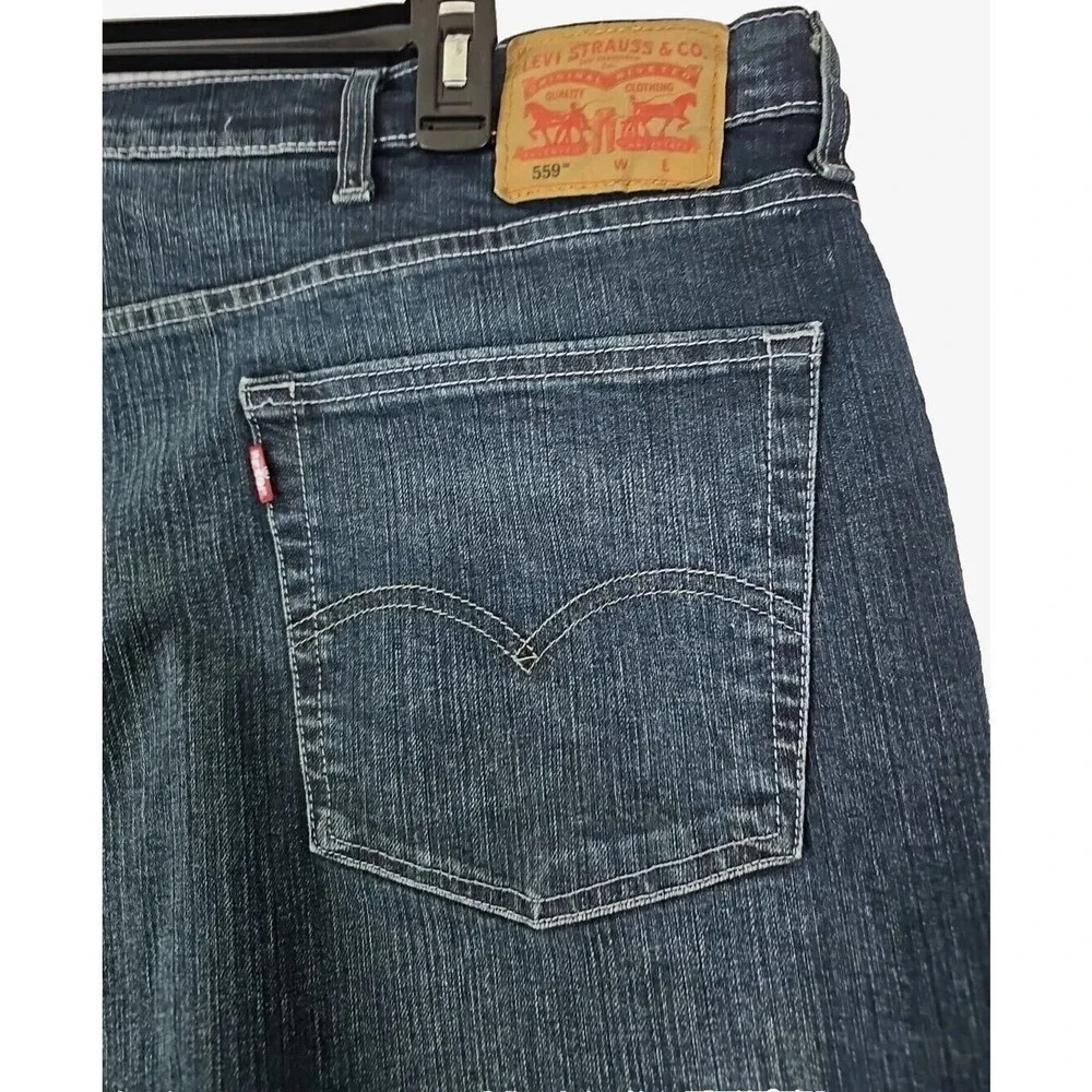 LEVIS 559 - Mens 50×29~ Big & Tall Water Less Relaxed Fit Straight Blue Jeans.